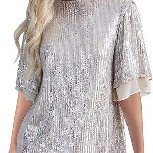 Silver Sparkly T-Shirt Dress